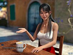 体验3D色情片在游戏中与性感的棕发女郎的刺激